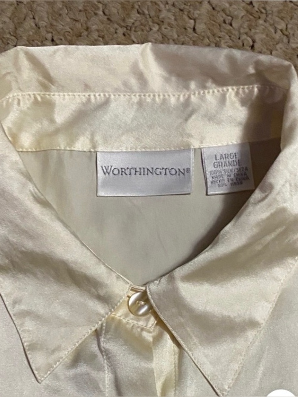 Worthington women’s size large 100% silk, long sleeve dress blouse - Picture 3 of 16